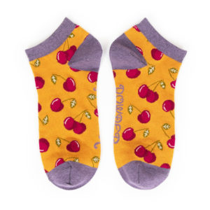 Cherries Trainer Socks (Mustard)