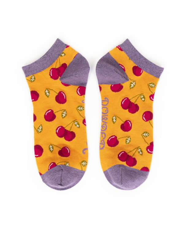 Cherries Trainer Socks (Mustard)