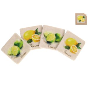 Pack/4 Resin Coasters - Lime & Lemon