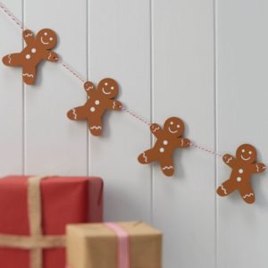 WOODEN GINGERBREAD MAN CHRISTMAS BUNTING - VINTAGE NOEL