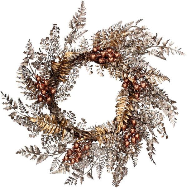 Pewter/Copper Leaf/Berry Christmas Wreath by Gisela Graham