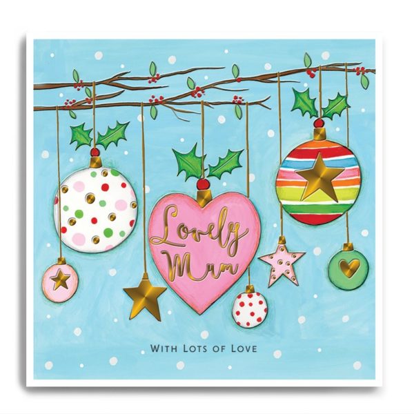 Mixed hanging Baubles - Lovely Mum, with lots of love