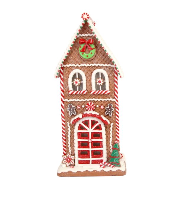 Resin LED Orn 38cm - Gingerbread House