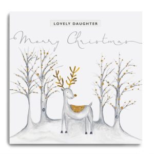 Reindeer and Trees - Lovely Daughter Merry Christmas