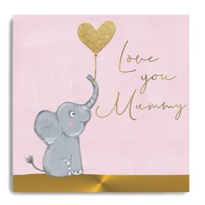 Love You Mummy - Baby Elephant Holding A Heart Balloon