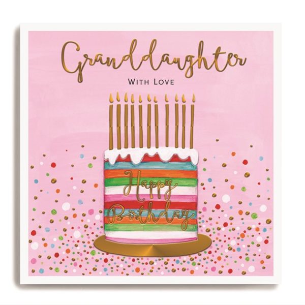 Happy Birthday Granddaughter - Large Stripy Cake