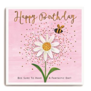 Happy Birthday - Large Daisy with Bee