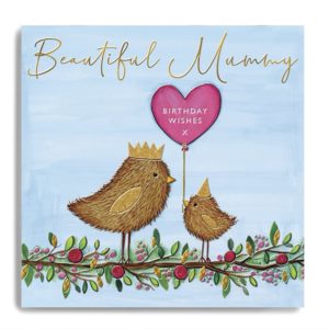 Beautiful Mummy Birthday Wishes - Two Birds on branch with Balloon