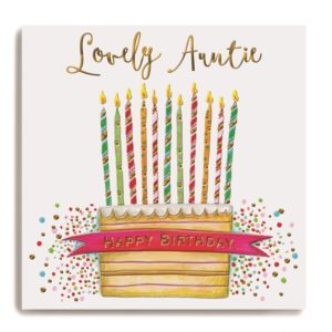 Large birthday cake with candles - Lovely Auntie happy birthday