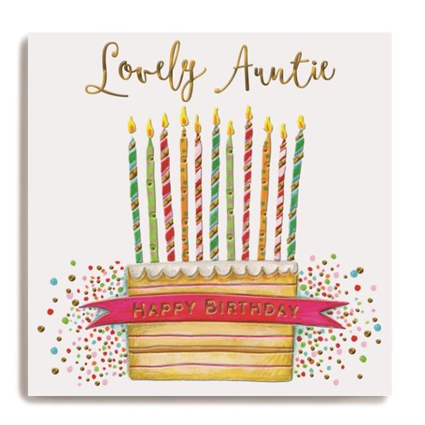 Large birthday cake with candles - Lovely Auntie happy birthday