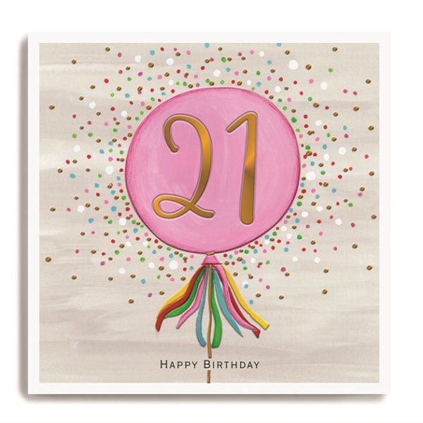 Happy Birthday 21 - Large Pink Balloon