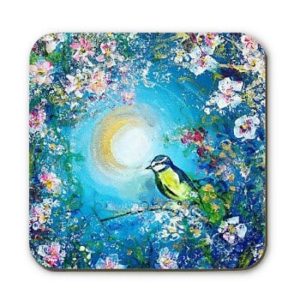 Beautiful Bluetit in Cherry Blossom - Coaster